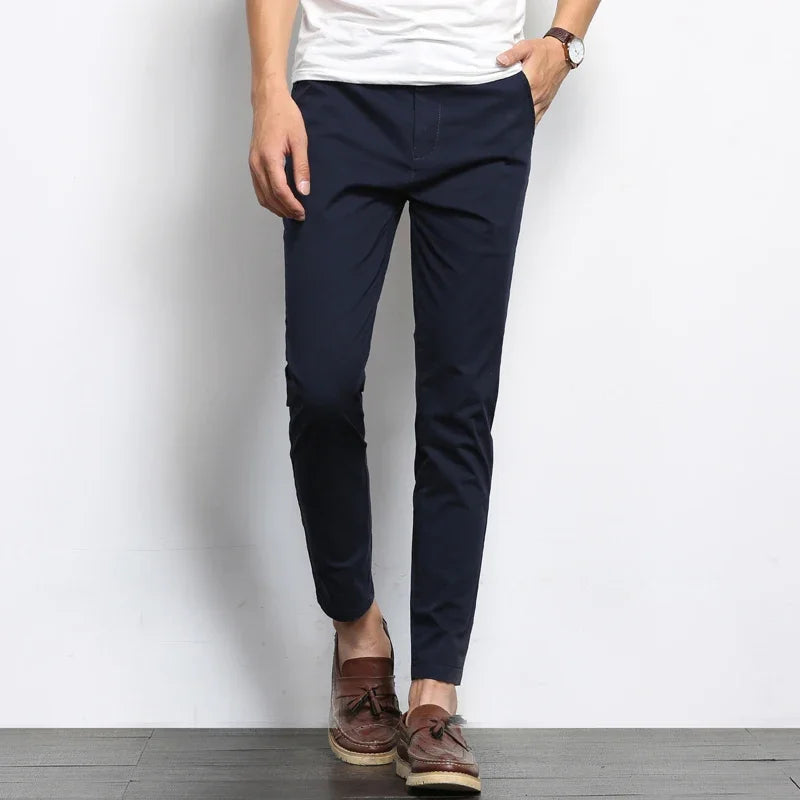 Men's Slim Fit Cotton Trousers - Business Casual