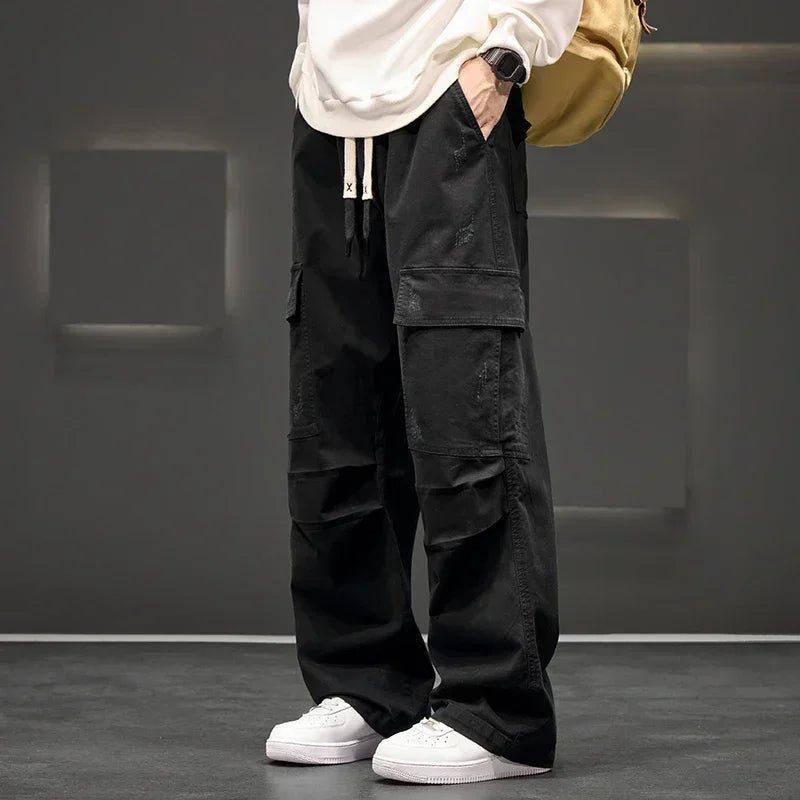 Men's Wide-Leg Cargo Pants - Relaxed Fit Streetwear