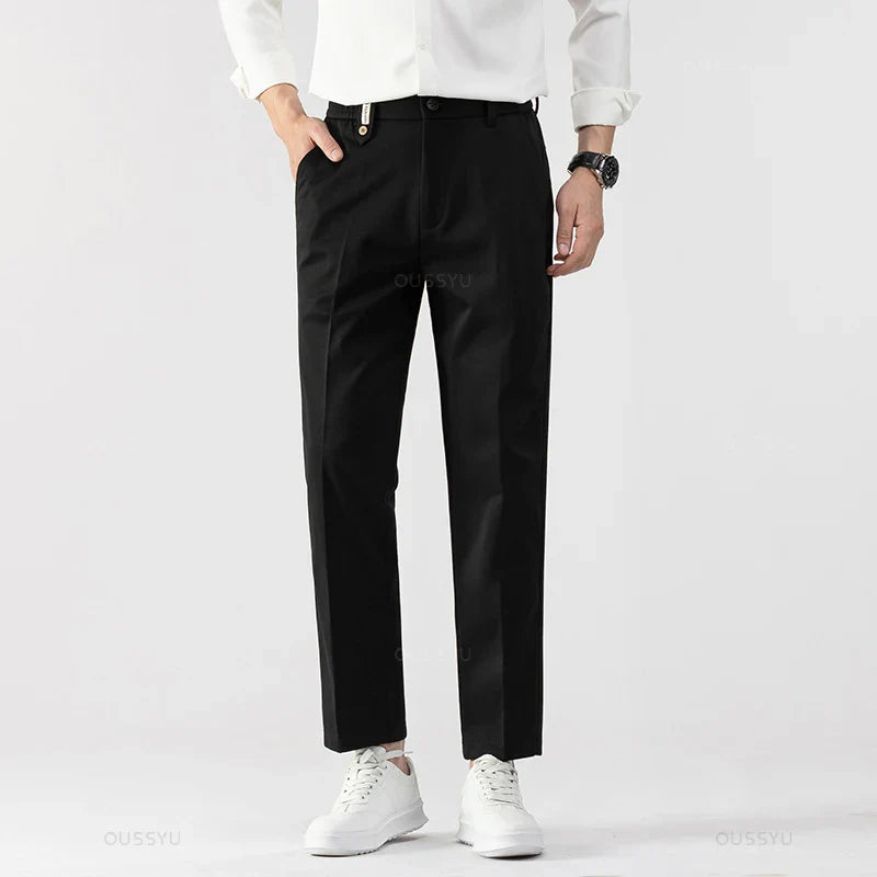 Men's Straight-Leg Cotton Pants - Business Casual