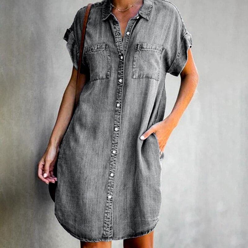 Sofia | Women's Casual Denim Button-Down Mini Dress