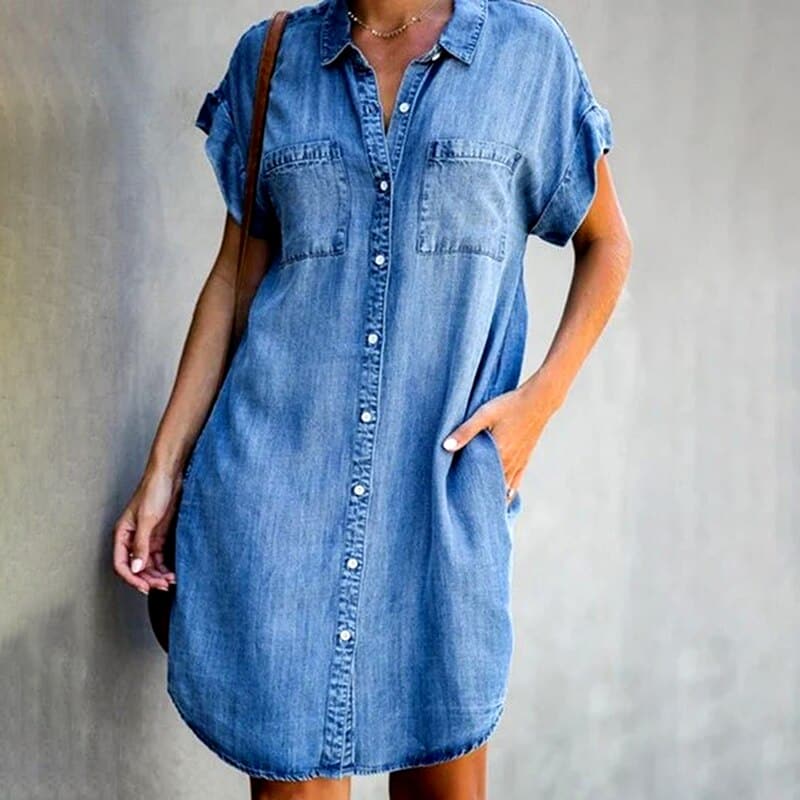 Sofia | Women's Casual Denim Button-Down Mini Dress