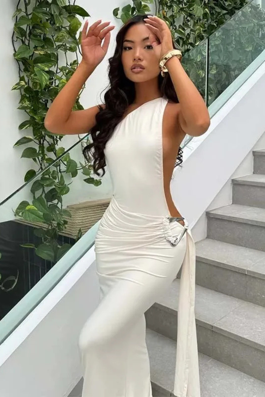 Women's Backless Bodycon Maxi Dress - Summer Wedding Guest