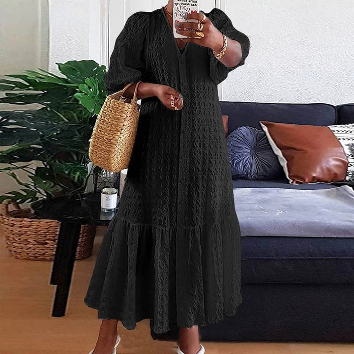 Women's Casual Maxi Dress - V-Neck Relaxed Fit