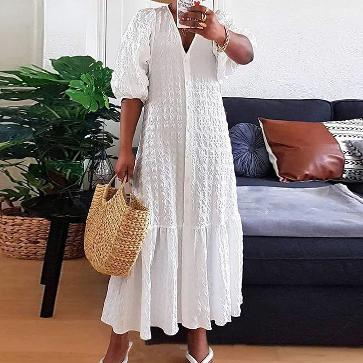 Women's Casual Maxi Dress - V-Neck Relaxed Fit