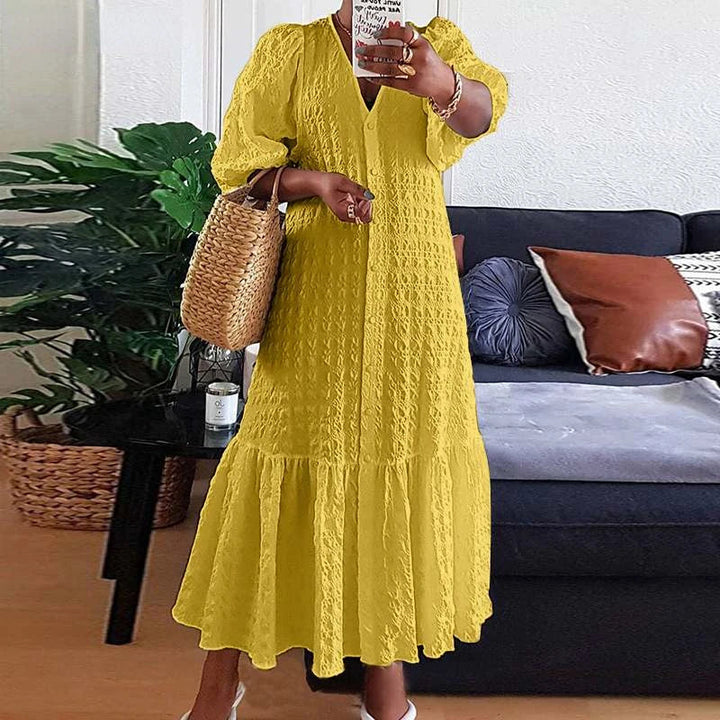 Women's Casual Maxi Dress - V-Neck Relaxed Fit