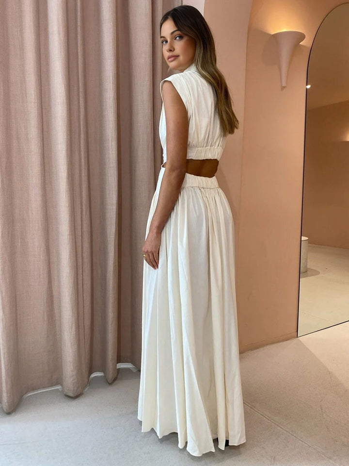 Women's Elegant Cutout Maxi Dress - Summer Evening