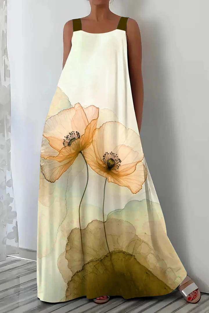 Women's Floral Chiffon Maxi Dress - Summer Beach