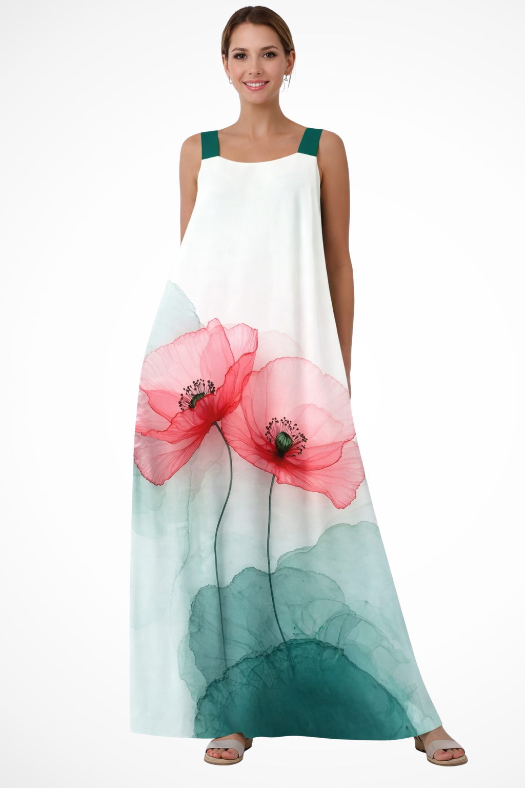 Women's Floral Chiffon Maxi Dress - Summer Beach