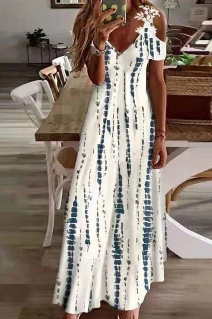 Women's Floral Chiffon Maxi Dress - Summer Beach