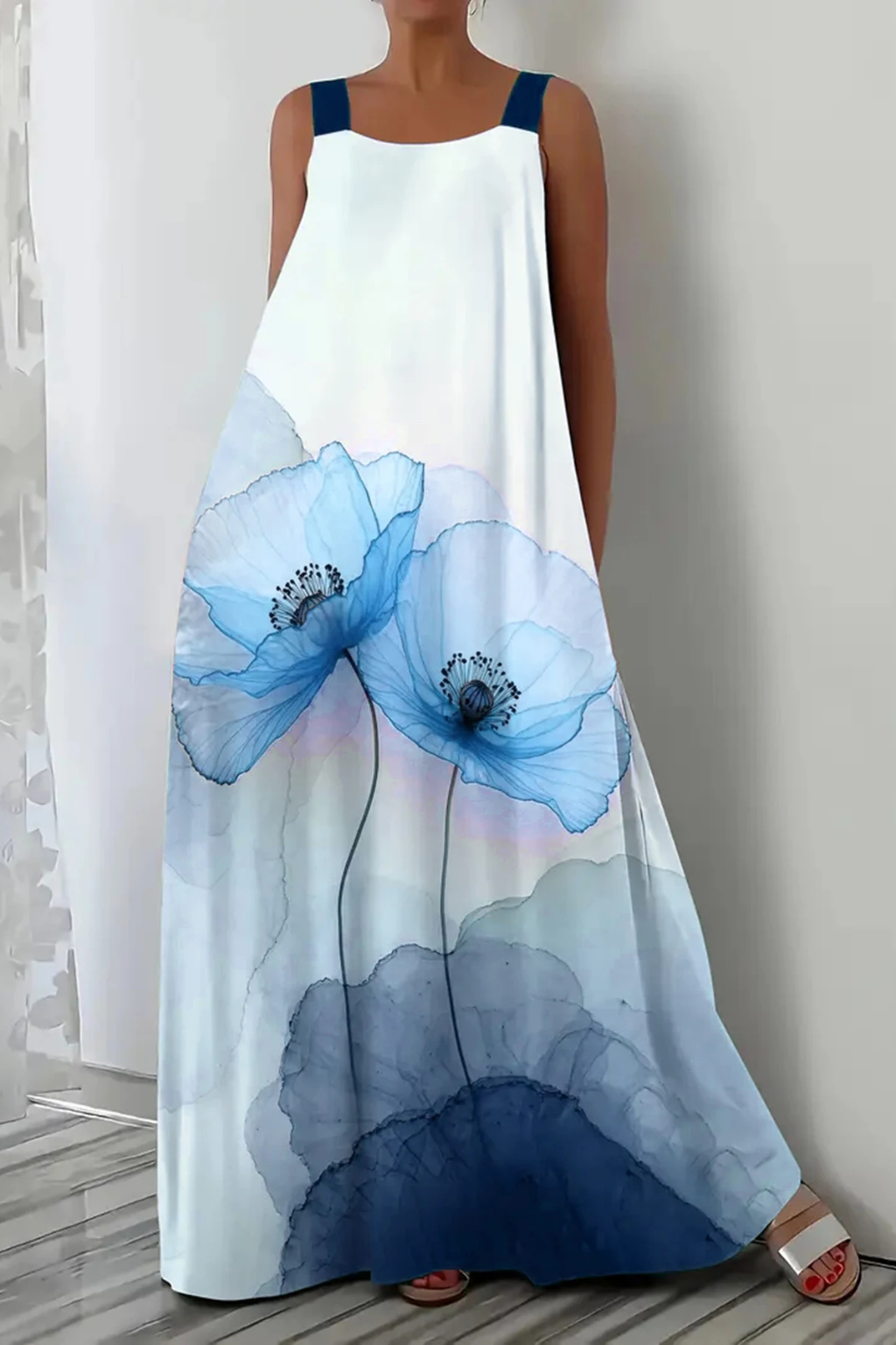 Women's Floral Chiffon Maxi Dress - Summer Beach