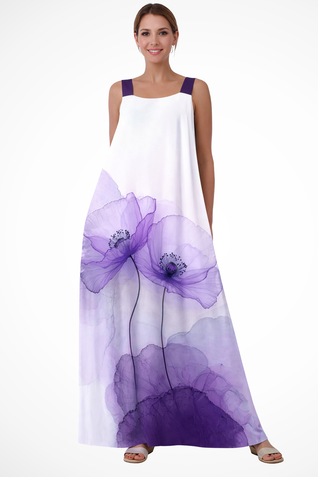 Women's Floral Chiffon Maxi Dress - Summer Beach