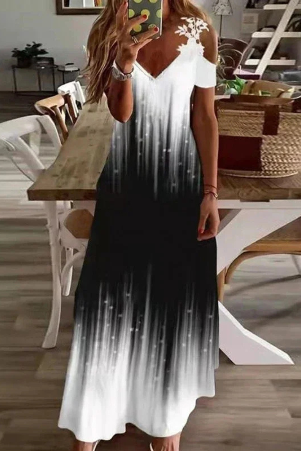 Women's Floral Chiffon Maxi Dress - Summer Beach