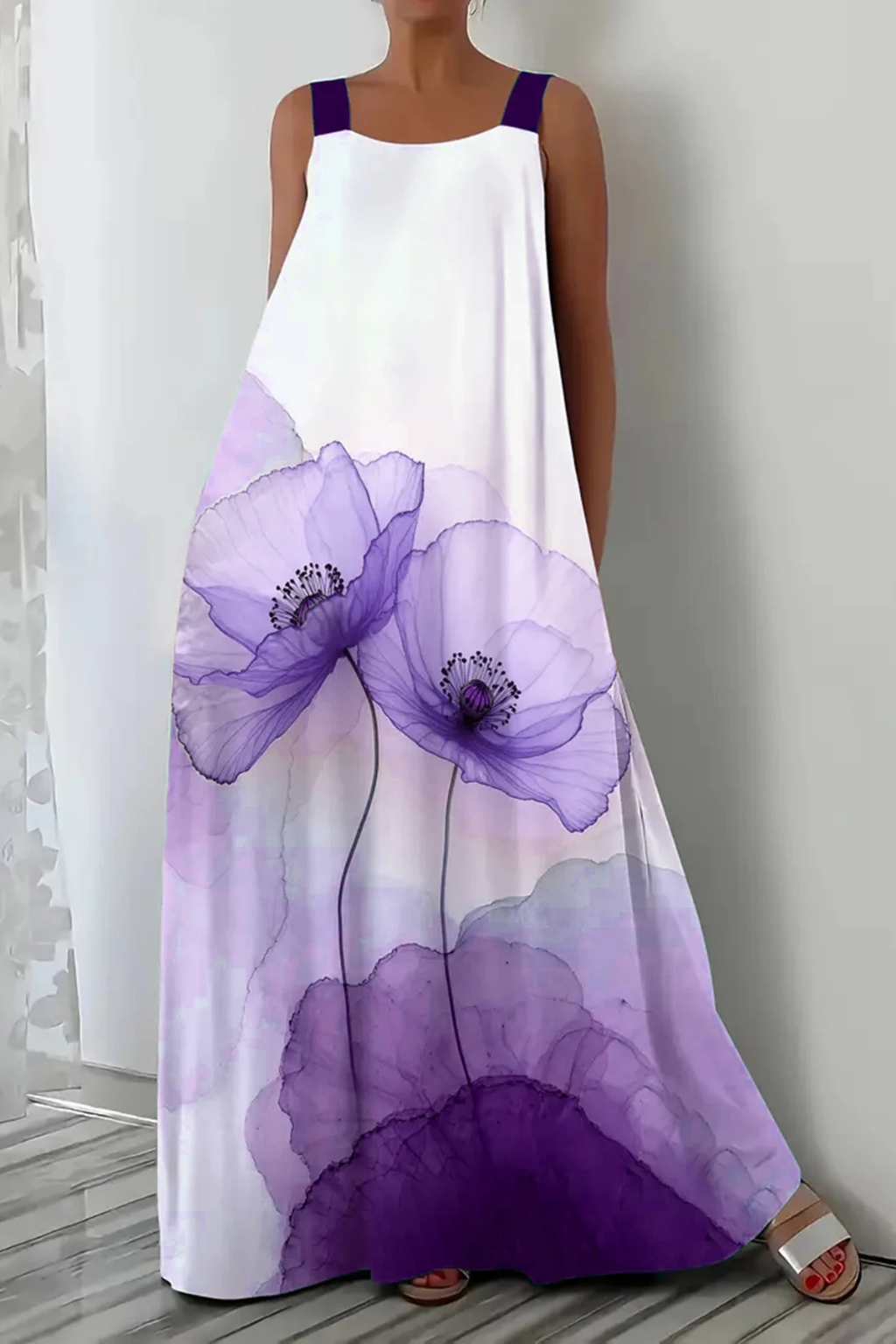 Women's Floral Chiffon Maxi Dress - Summer Beach