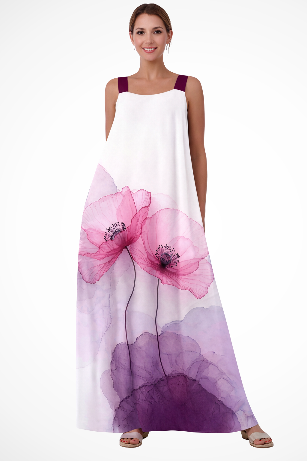 Women's Floral Chiffon Maxi Dress - Summer Beach