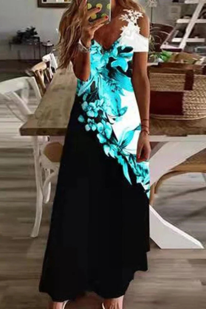 Women's Floral Chiffon Maxi Dress - Summer Beach