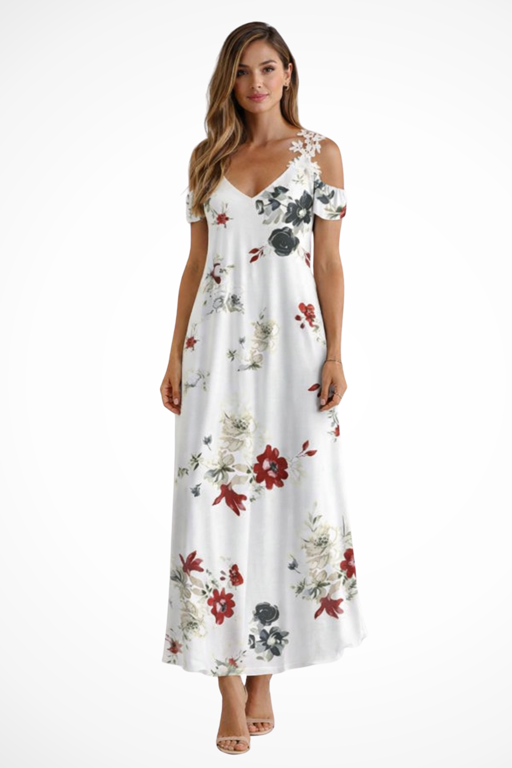 Women's Floral Chiffon Maxi Dress - Summer Beach