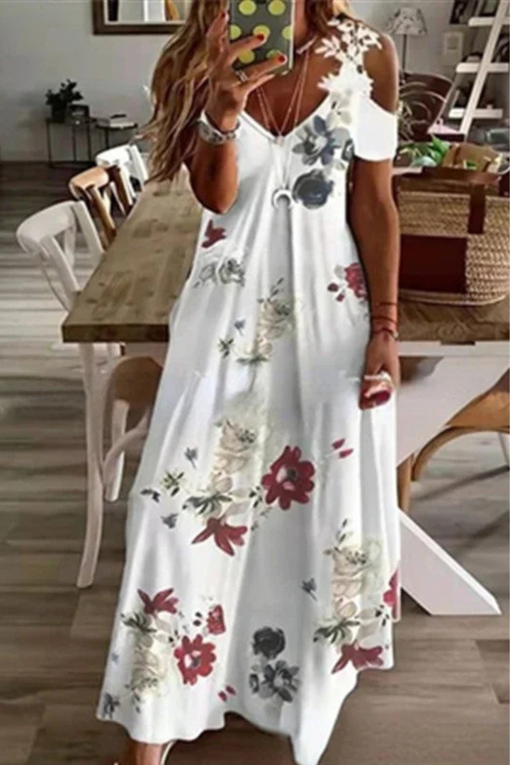 Women's Floral Chiffon Maxi Dress - Summer Beach