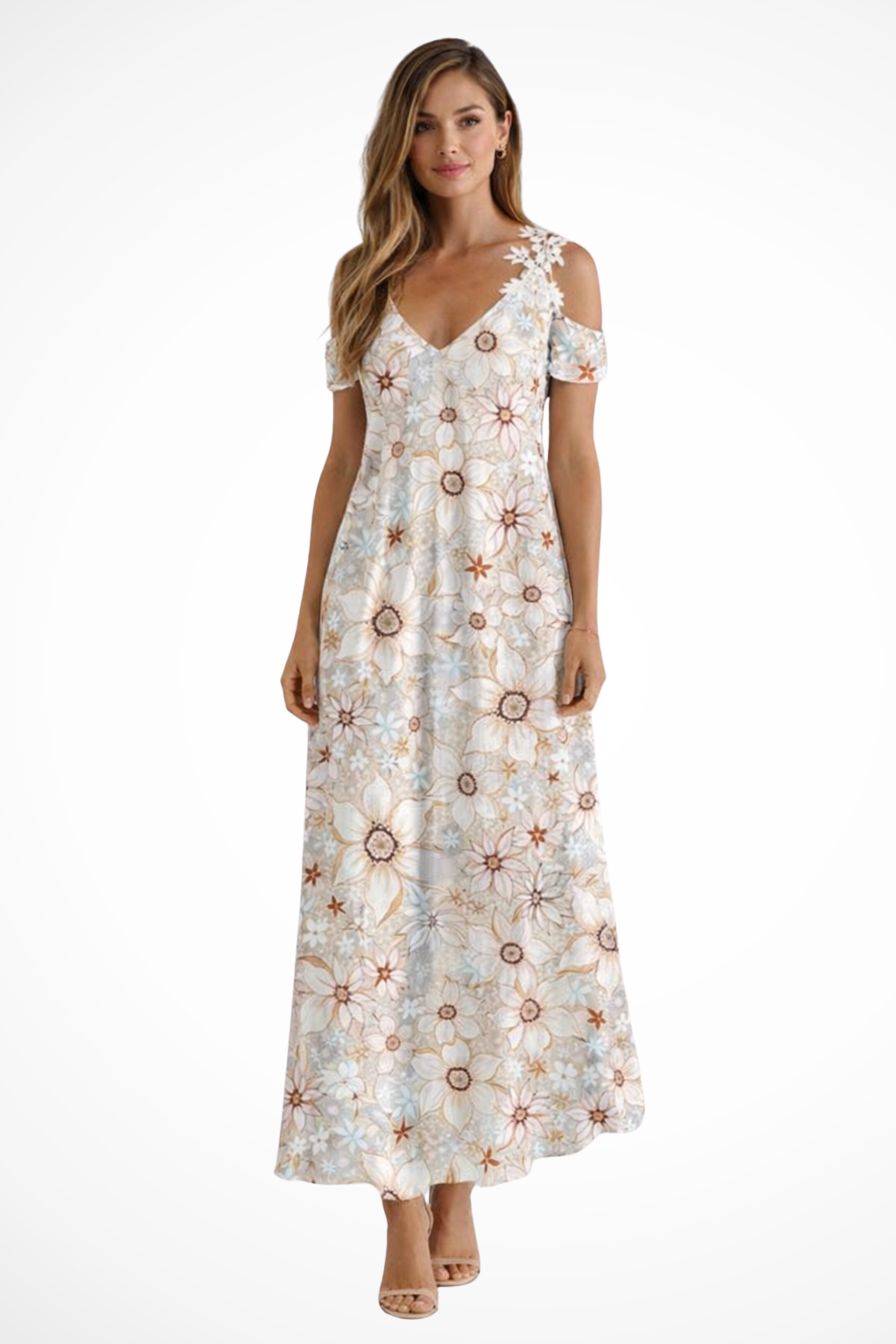 Women's Floral Chiffon Maxi Dress - Summer Beach