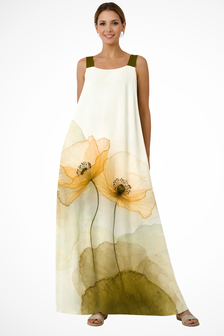 Women's Floral Chiffon Maxi Dress - Summer Beach
