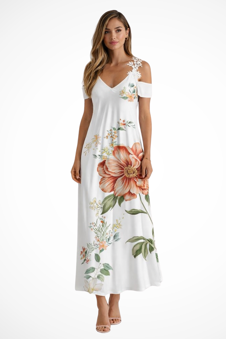 Women's Floral Chiffon Maxi Dress - Summer Beach