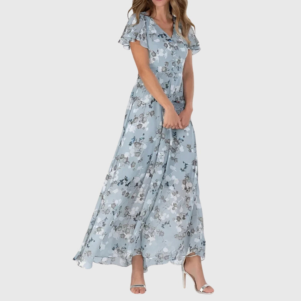 Women's Floral Chiffon Maxi Dress - Summer Occasion
