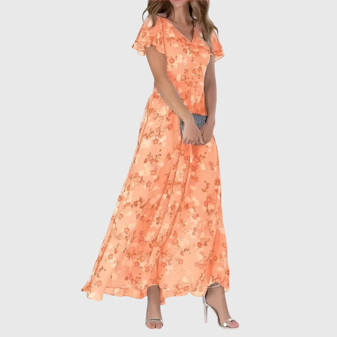Women's Floral Chiffon Maxi Dress - Summer Occasion