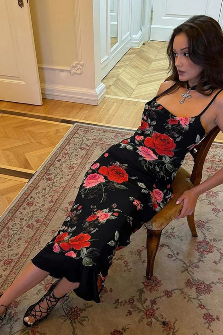 Women's Floral Chiffon Maxi Dress - Summer Wedding Guest
