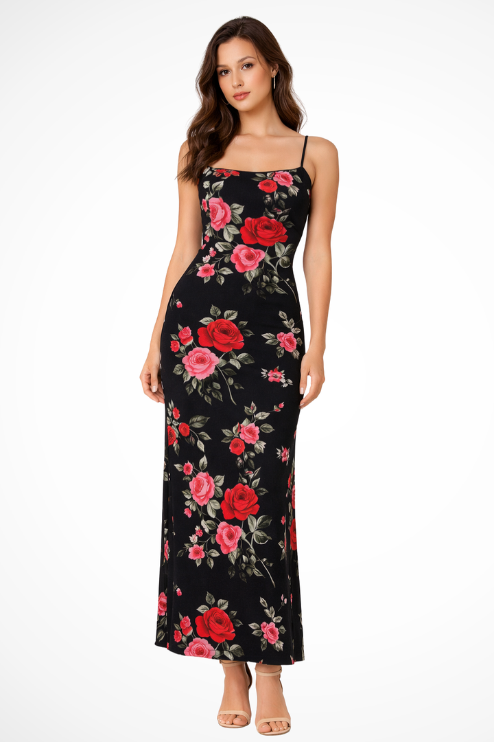 Women's Floral Chiffon Maxi Dress - Summer Wedding Guest