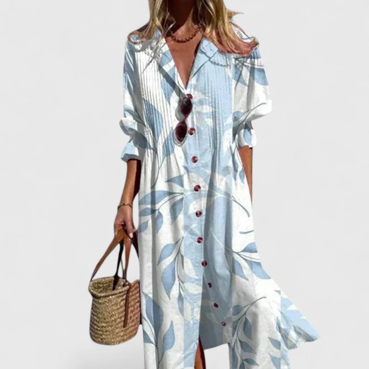 Women's Floral Midi Dress - Loose Fit Comfort