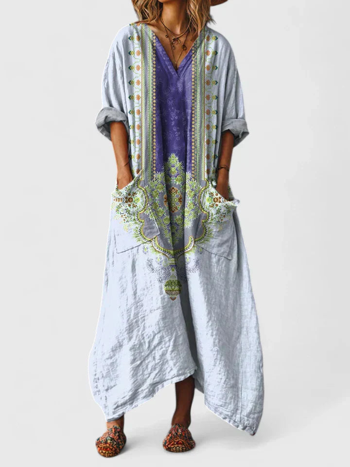 Women's Flowing Maxi Dress - Casual with Pockets