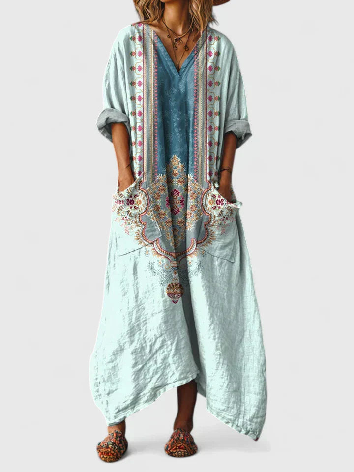 Women's Flowing Maxi Dress - Casual with Pockets