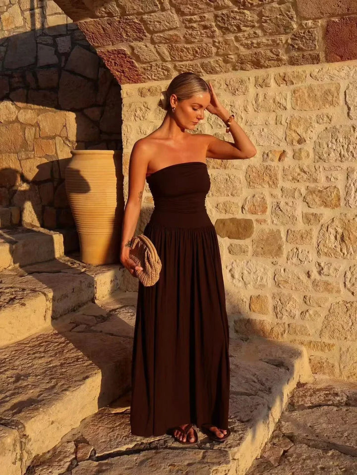 Women's Pleated Chiffon Maxi Dress - Summer Occasion