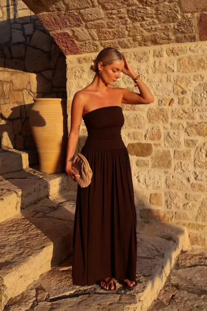 Women's Pleated Chiffon Maxi Dress - Summer Occasion