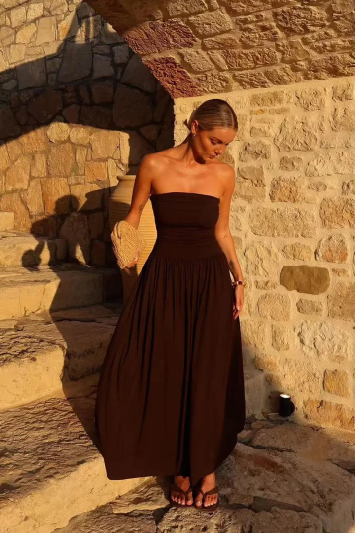 Women's Pleated Chiffon Maxi Dress - Summer Occasion