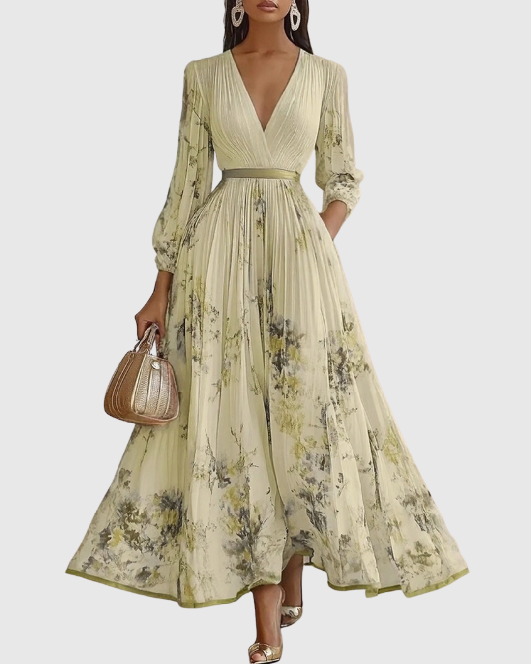 Women's Pleated Midi Dress - Summer Evening