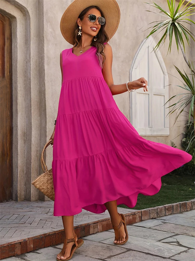 Women's Tiered Maxi Dress - Summer Chiffon
