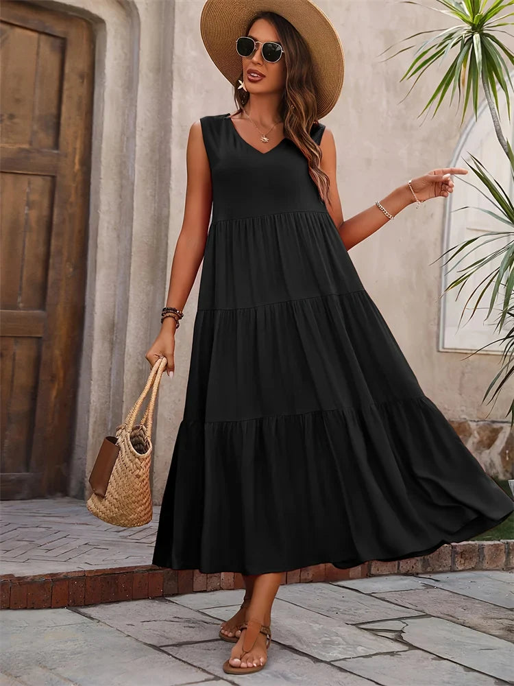 Women's Tiered Maxi Dress - Summer Chiffon