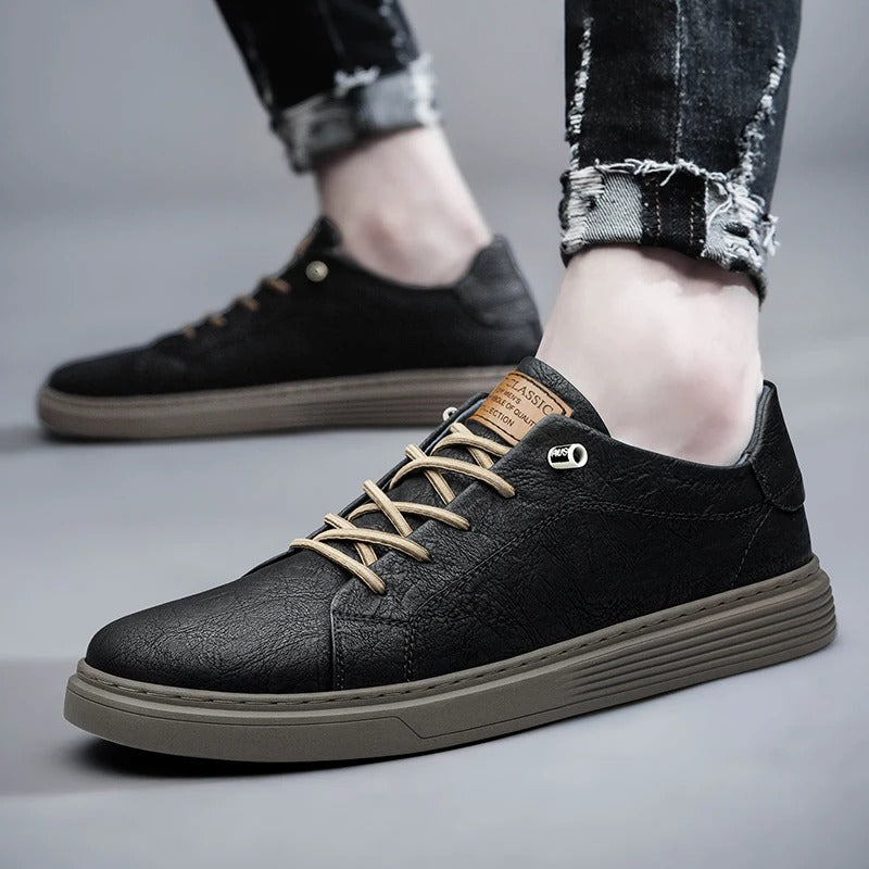 Men's Leather Low-Top Sneakers - Everyday Casual