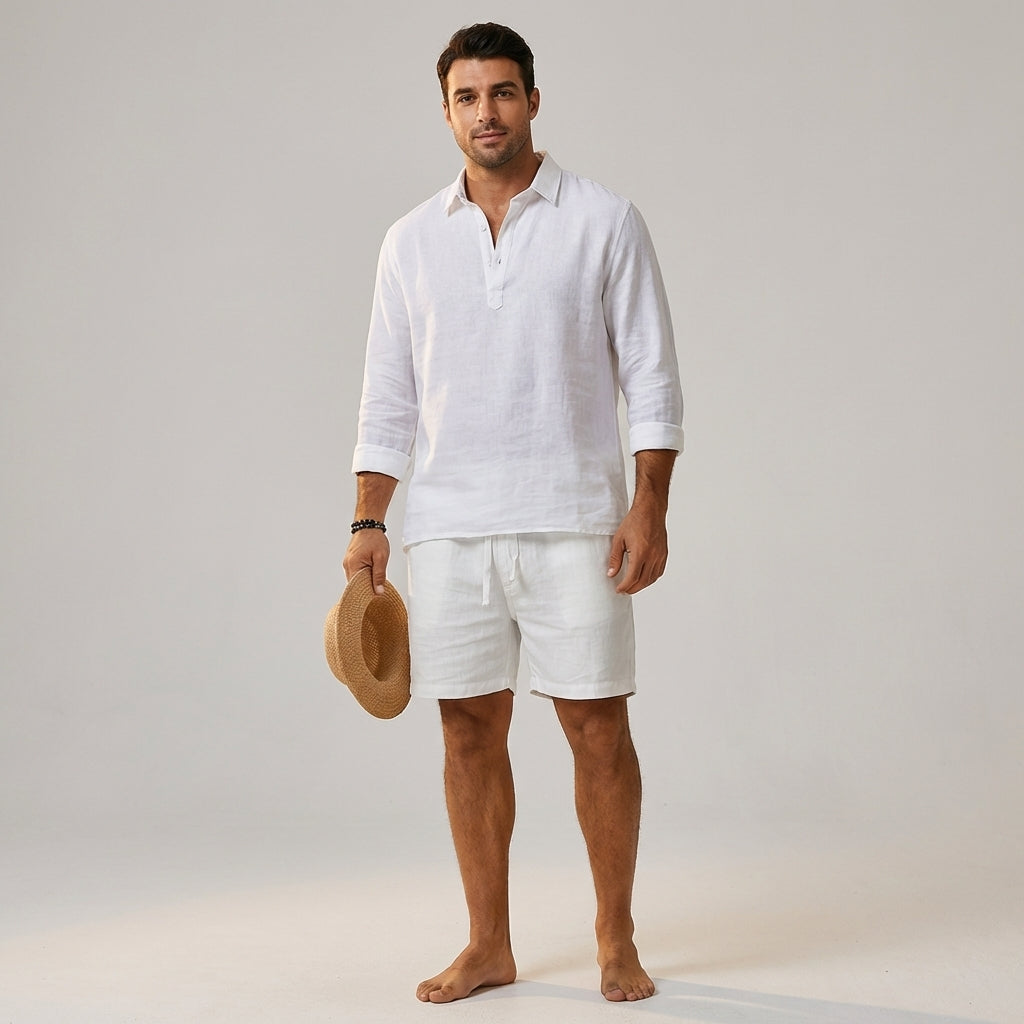 Men's Casual Cotton-Linen Blend Shorts