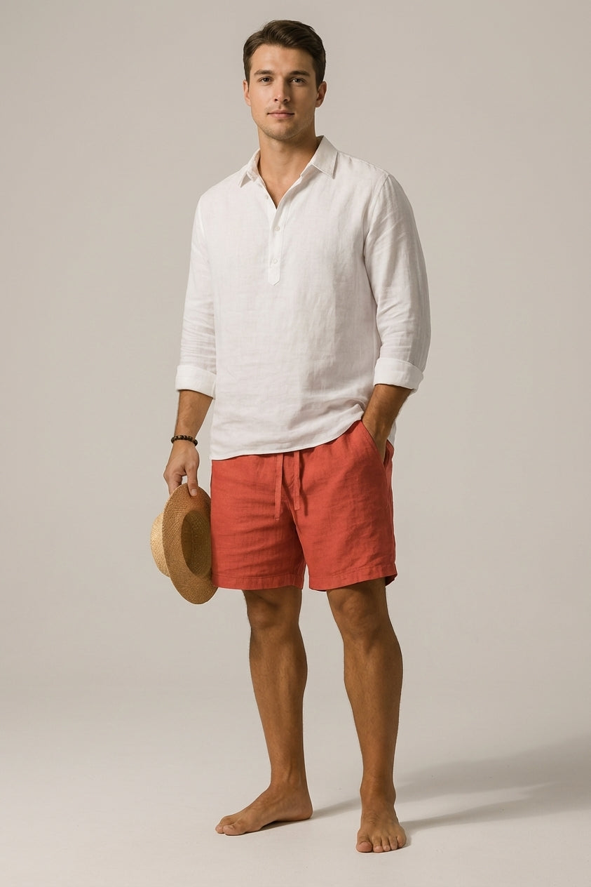Men's Casual Cotton-Linen Blend Shorts
