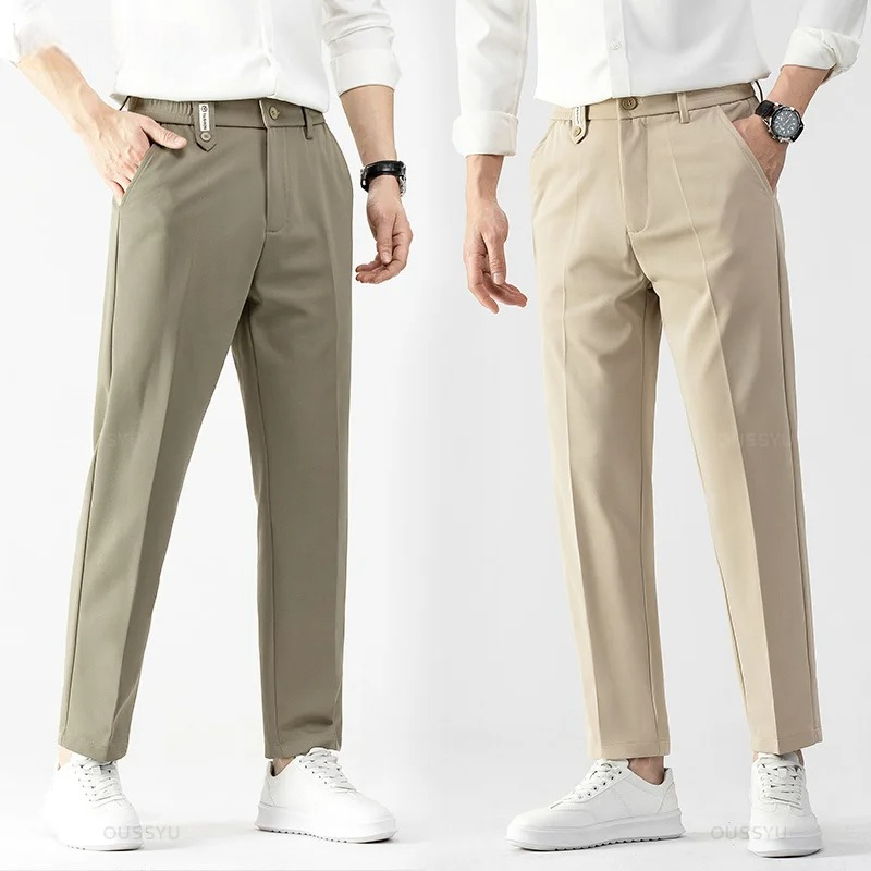 Men's Straight-Leg Cotton Pants - Business Casual