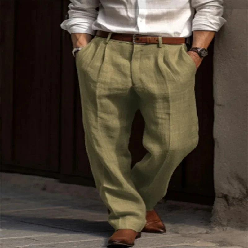 Men's Relaxed Fit Linen Pants - Casual Summer