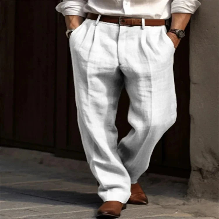 Men's Relaxed Fit Linen Pants - Casual Summer